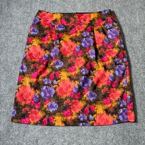Liz Claiborne Abstract Floral Pencil Skirt Womens 14 Multicolor Lined